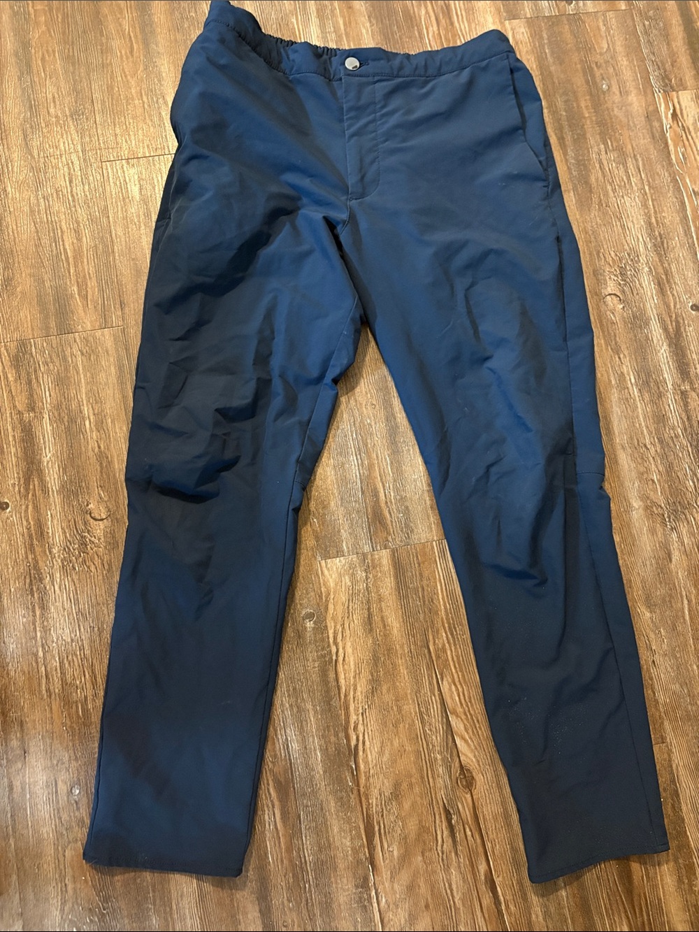 Banana Republic Navy Straight-Leg Performance Chinos with zipper pockets
